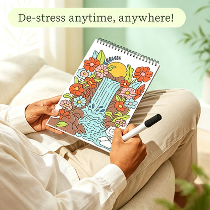 🌿  Guided Flow Art Coloring Pad with Double-Sided Markers 🎨