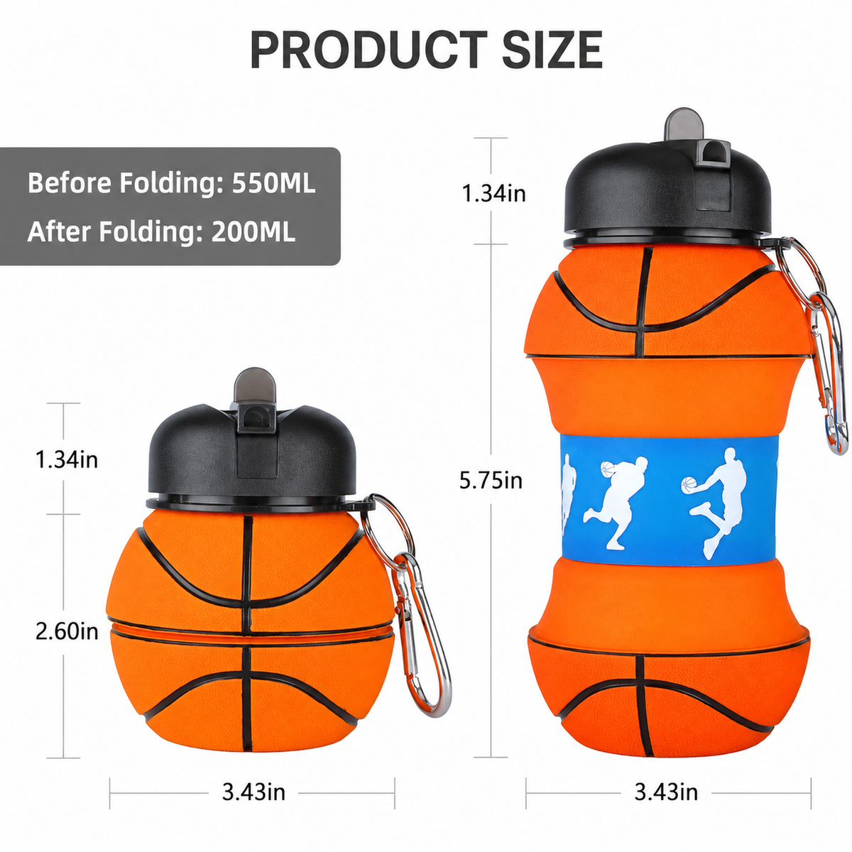 Soccer-themed Silicone Folding Water Bottle