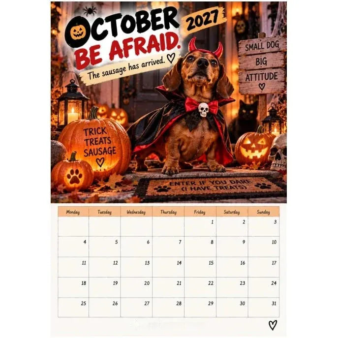 2027 Funny Dachshund Wall Calendar – 🐶Sarcastic Sausage Dog Calendar, A4 Monthly Dog Lover Gift