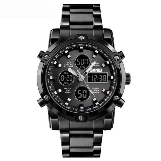 Waterproof Military Watch for Men – Analog-Digital, Stainless Steel & Shock-Resistant 🛡️