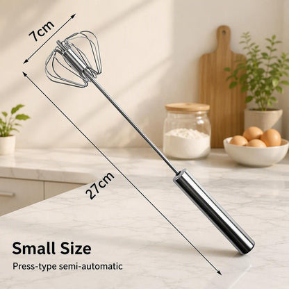 Stainless Steel Semi-Automatic Egg Whisk for Baking and Cooking