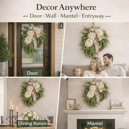 🎉🌸Handcrafted Hydrangea Wreath – The Perfect All-Season Front Door Decor