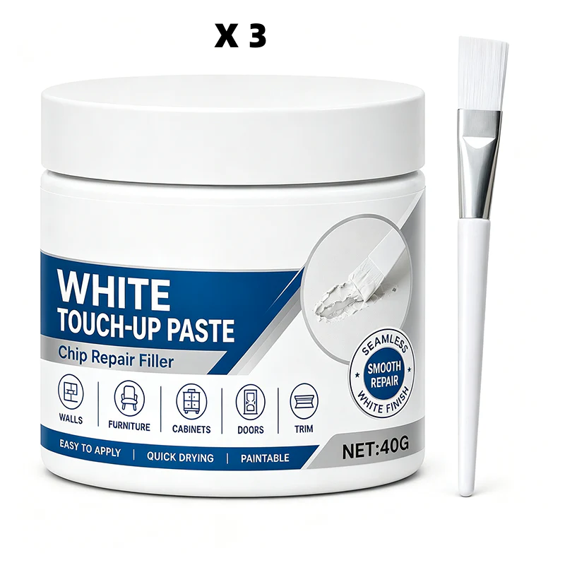 White Furniture Touch-Up Paste with Brush