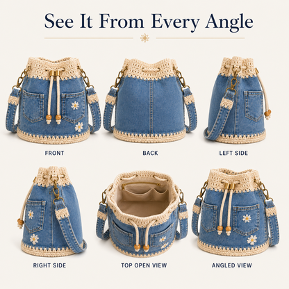🔥Limited Time Offer 49% OFF-Denim Crochet Bucket Bag