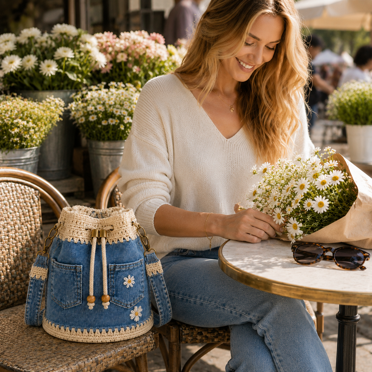 🔥Limited Time Offer 49% OFF-Denim Crochet Bucket Bag