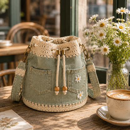 🔥Limited Time Offer 49% OFF-Denim Crochet Bucket Bag