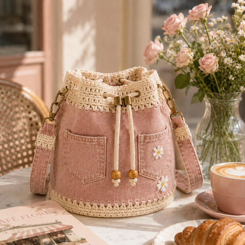 🔥Limited Time Offer 49% OFF-Denim Crochet Bucket Bag