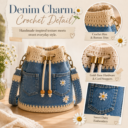 🔥Limited Time Offer 49% OFF-Denim Crochet Bucket Bag