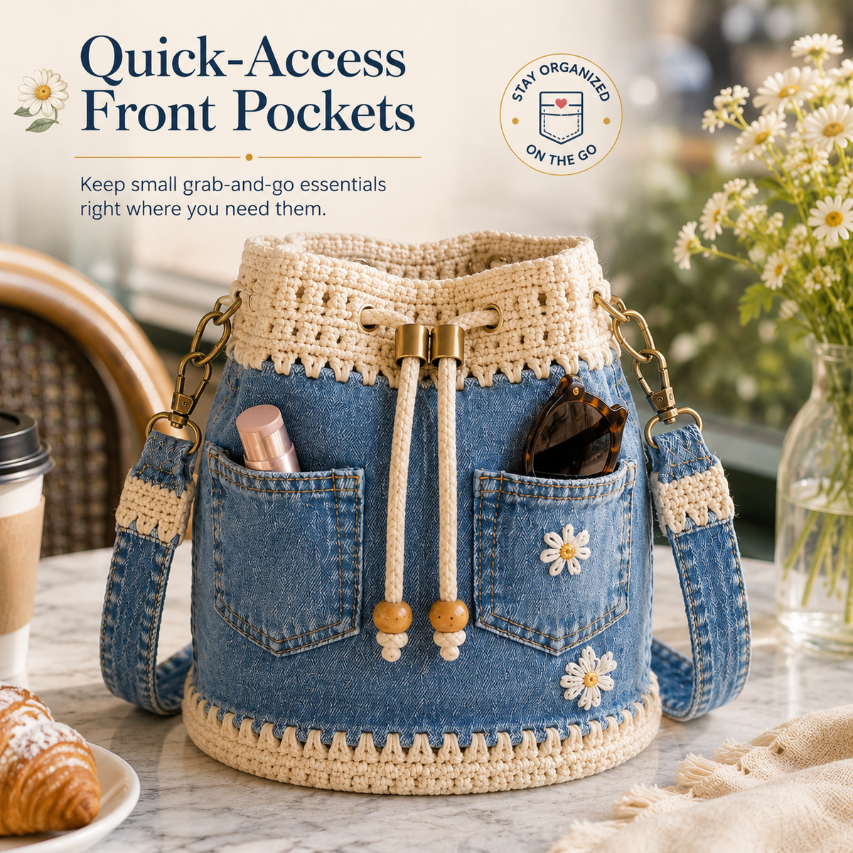 🔥Limited Time Offer 49% OFF-Denim Crochet Bucket Bag