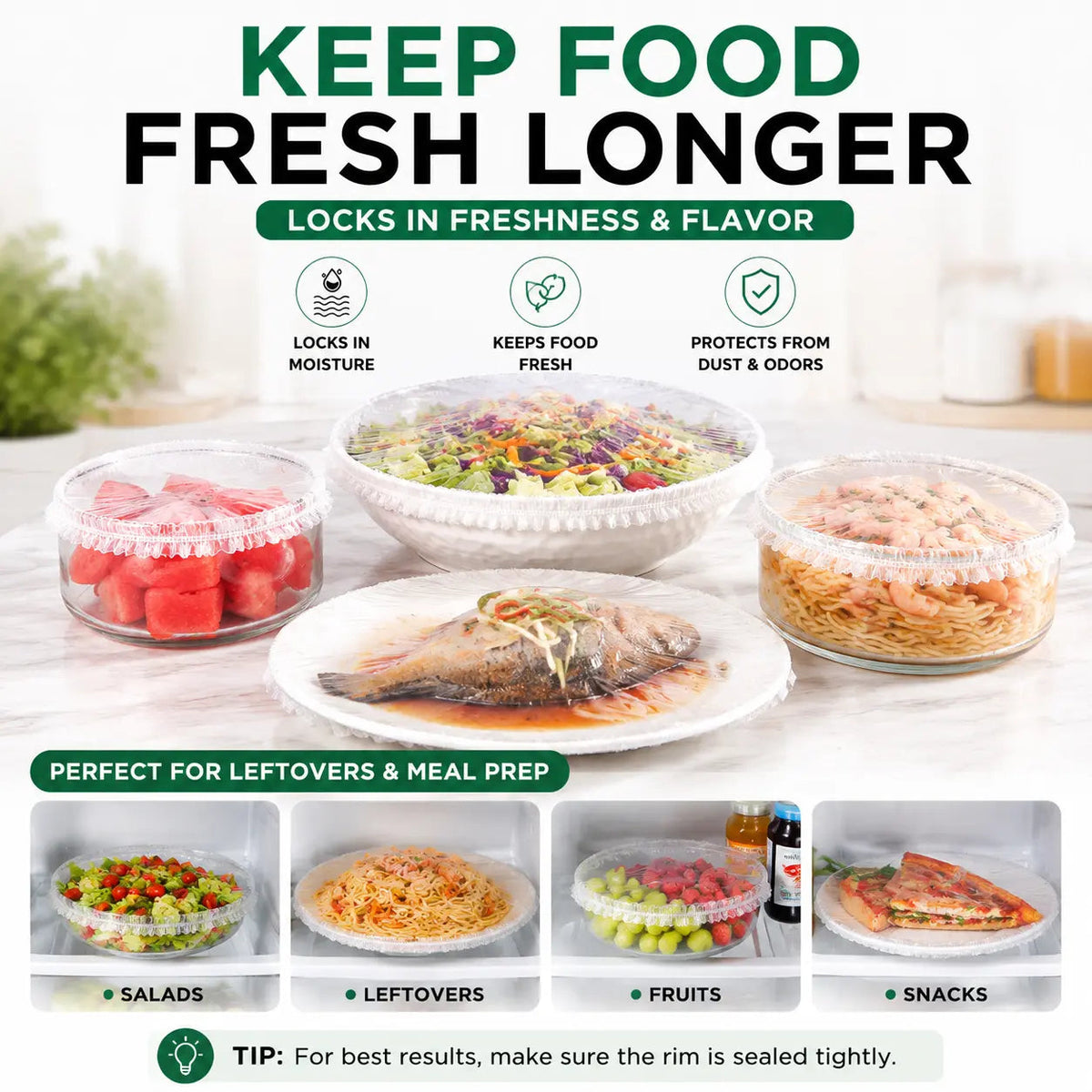 100PCS Disposable Stretch Food Covers for Bowls & Plates🛒