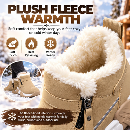 Warm Fleece Winter Snow Boots with Side Zip | Anti-Slip Outdoor Ankle Shoes