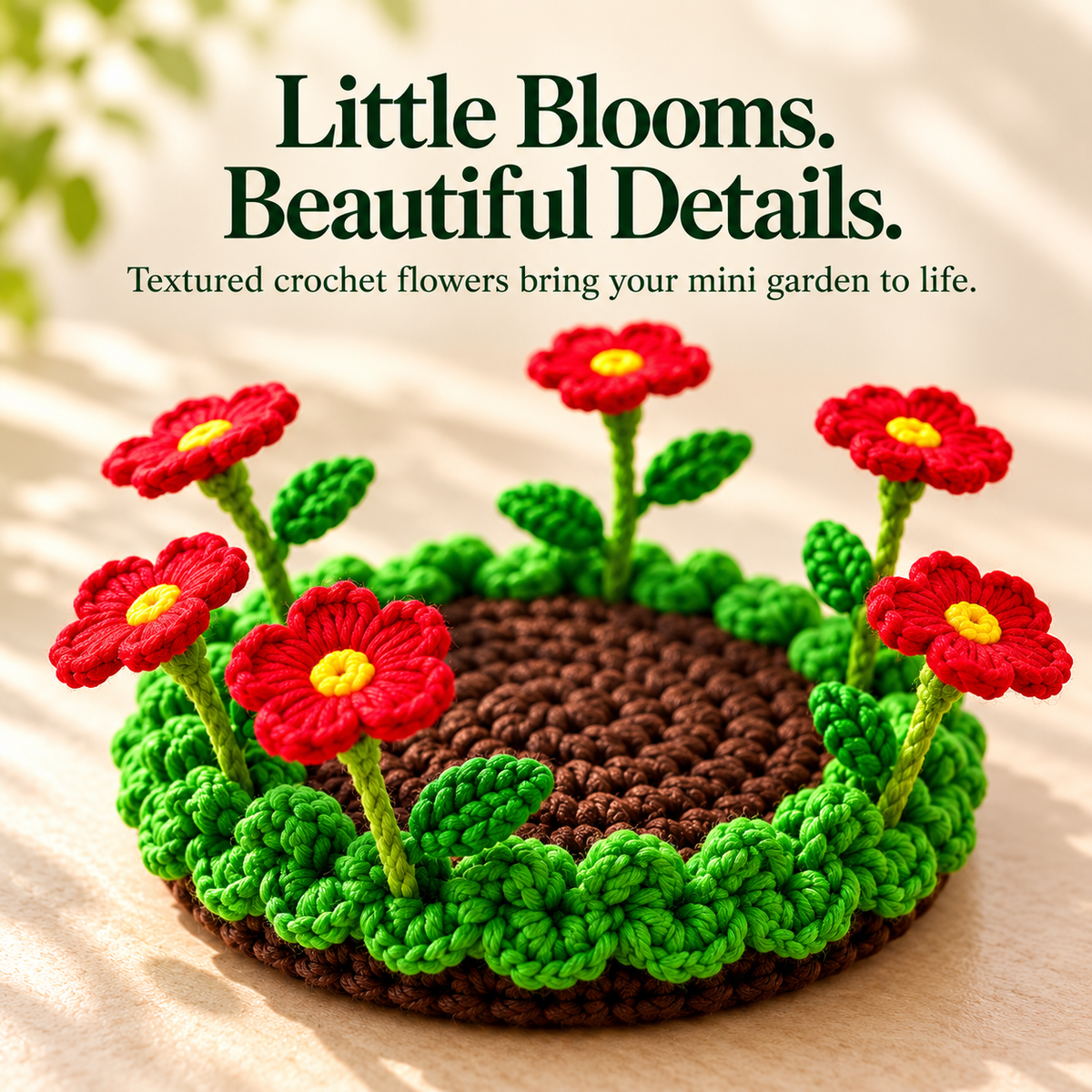 🌸 Crochet Flower Garden Coaster – A Little Garden for Your Coffee Cup