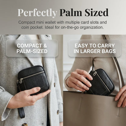 🌟 Square Leather Mini Card Wallet & Coin Purse