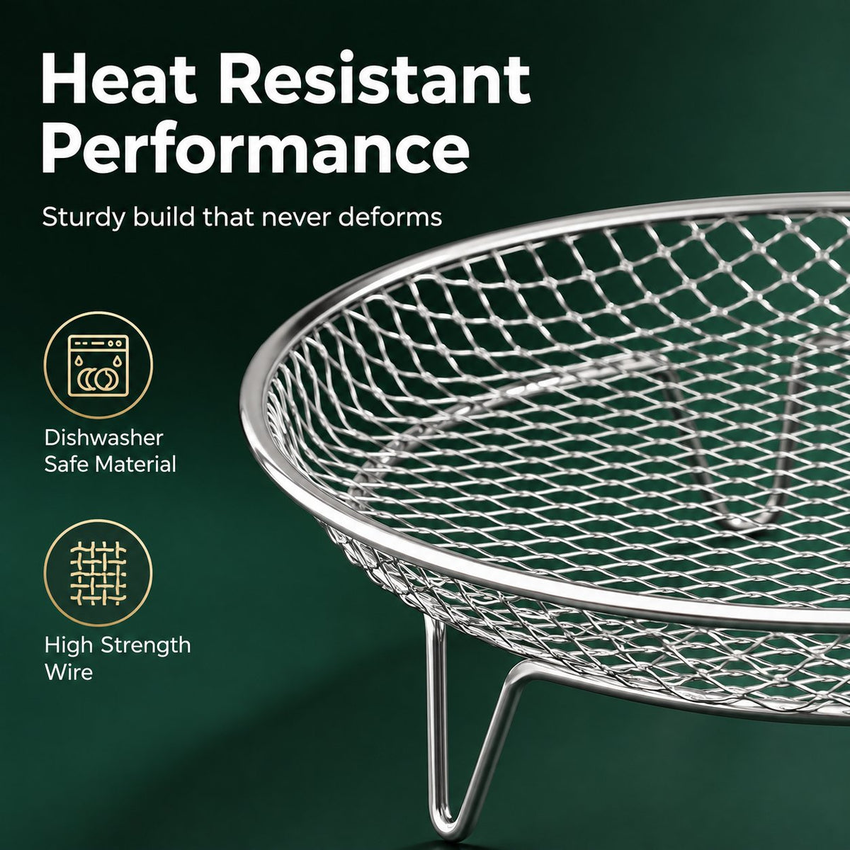 ✨Buy 1 Get 1 Free - Stainless Steel Air Fryer Rack Elevated Oil Draining Basket Multi-Tier Grilling Mesh Stand