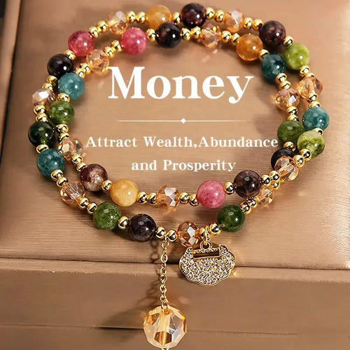 Double-Strand Natural Gemstone Bracelet – Wealth & Positive Energy, Luxury Unisex Jewelry
