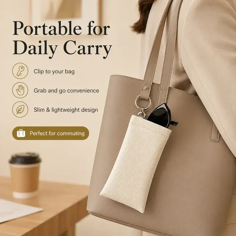 👜 Elastic Opening PU Leather Sunglasses Pouch Soft Portable Anti‑Scratch Eyeglasses Storage Protective Bag