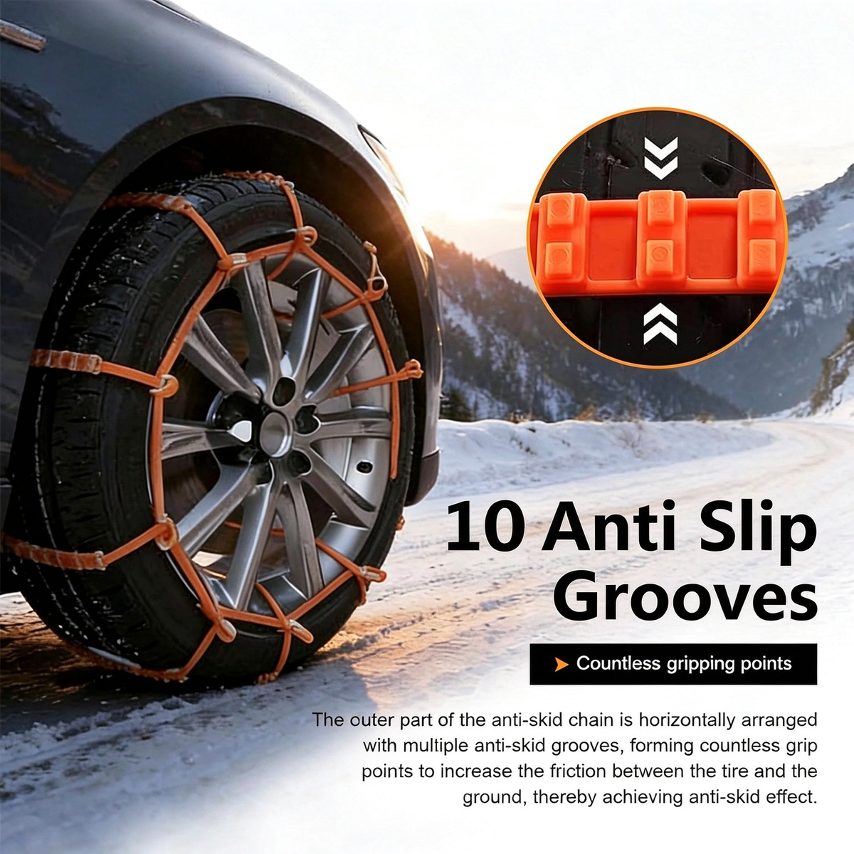 🎉50%OFF✨10 Pcs Winter Car Snow Chains Universal Anti-Skid Tire Chain ❄️