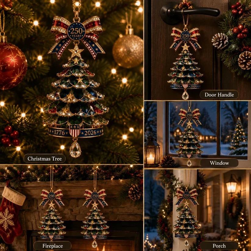 🎄250th Anniversary Jeweled Christmas Tree Ornament (1776–2026)