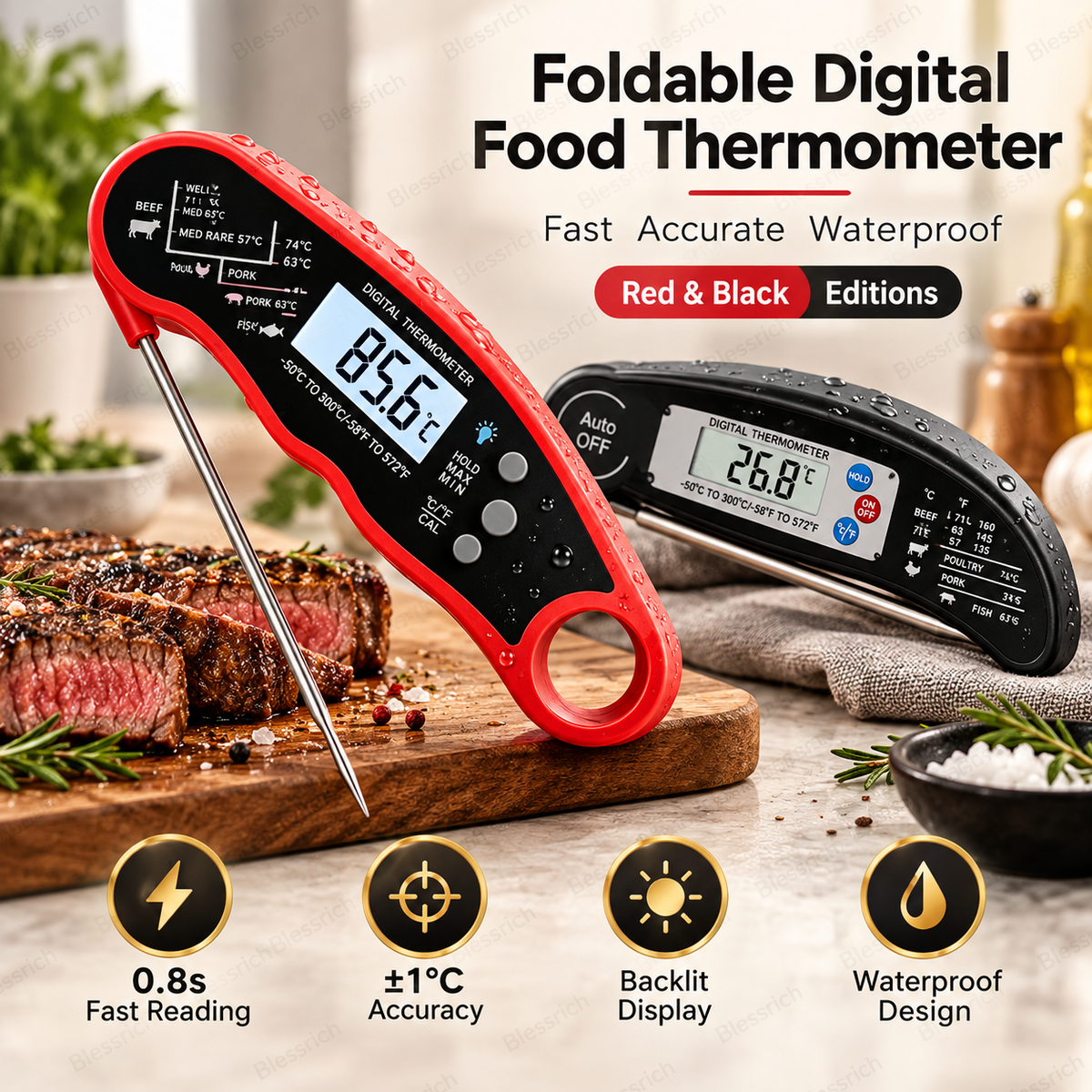 Instant-Read Digital Meat Thermometer