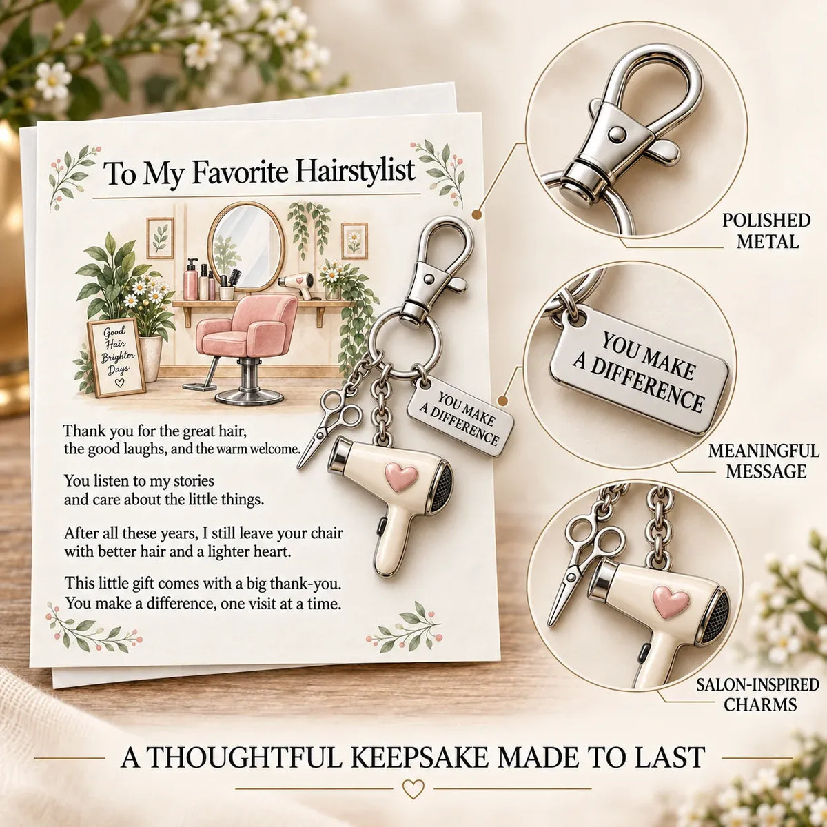 ✨ The 'You Make a Difference' Appreciation Gift Set – Keychain & Greeting Card ✨