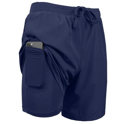 Paquete de 3 shorts deportivos para hombre 2 en 1 de secado rápido, elásticos, con forro interior