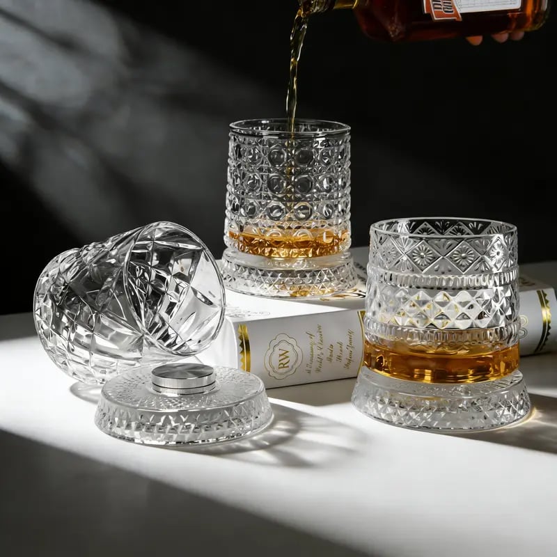 Luxury 360° Spinning Crystal Glass, elegant European-style bar supplies and gifts.