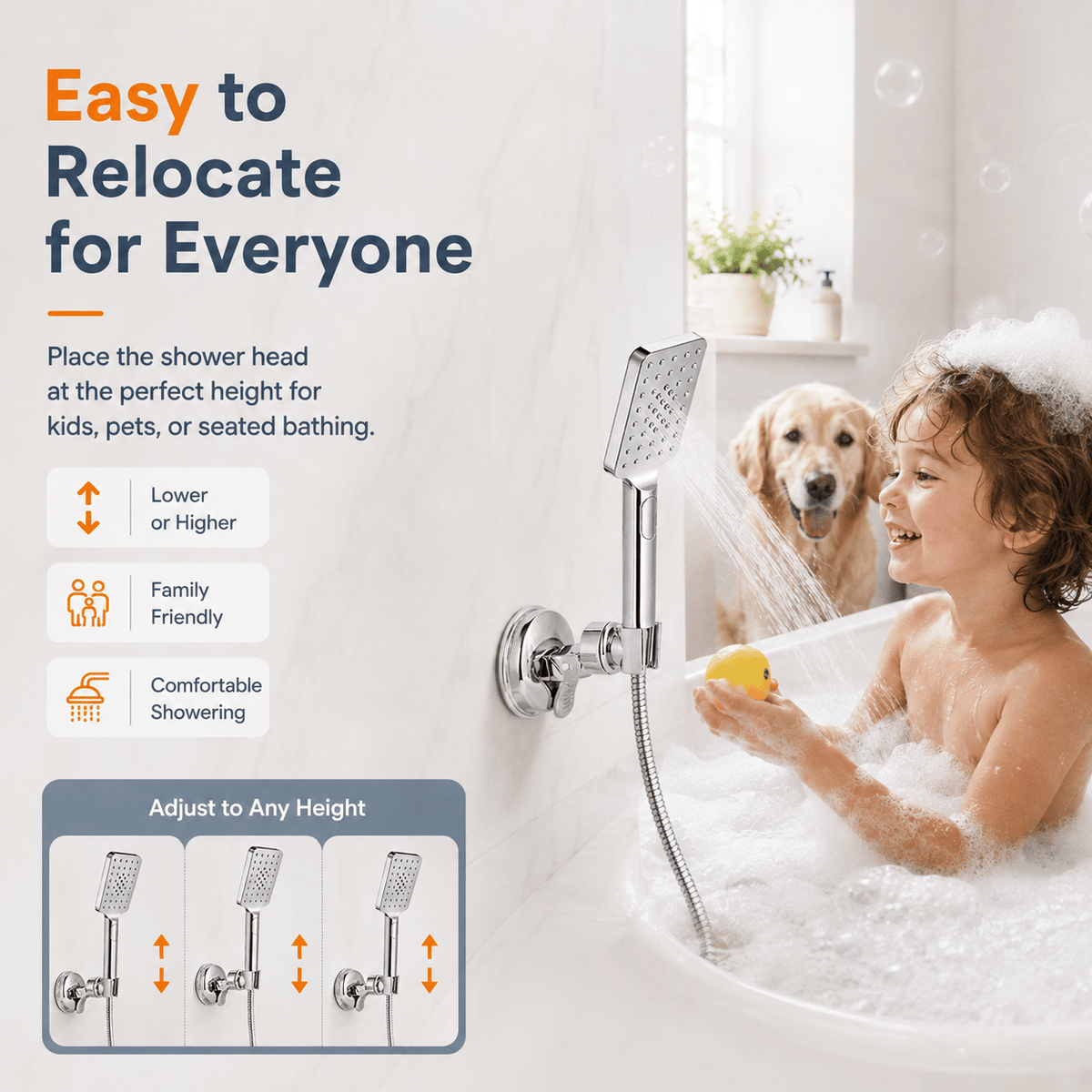 🎁Last Day Promotion 49% OFF🔥No-Drill Suction Cup Stainless Steel Shower Head Holder