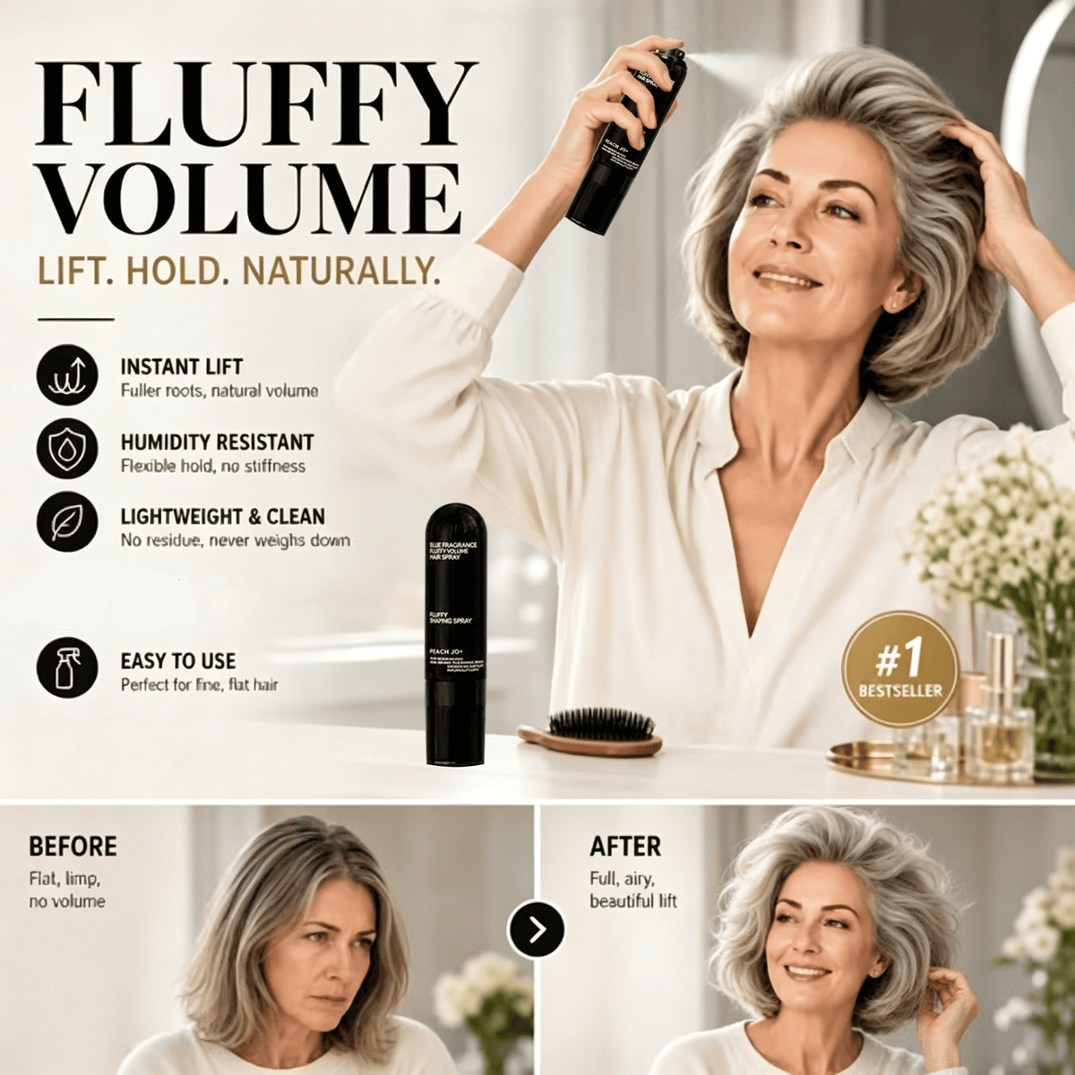 💁 LIMITED-TIME 50% OFF! Fluffy Hair Shaping Spray, Long Lasting Azure Fragrance Volumizing Hair Mist for All-Day Hold