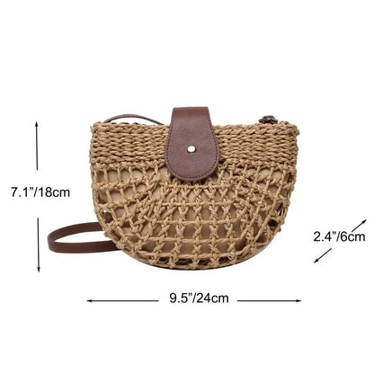 🔥49% OFF✨Women's Boho Semicircular Shape Hollow out Straw Bag