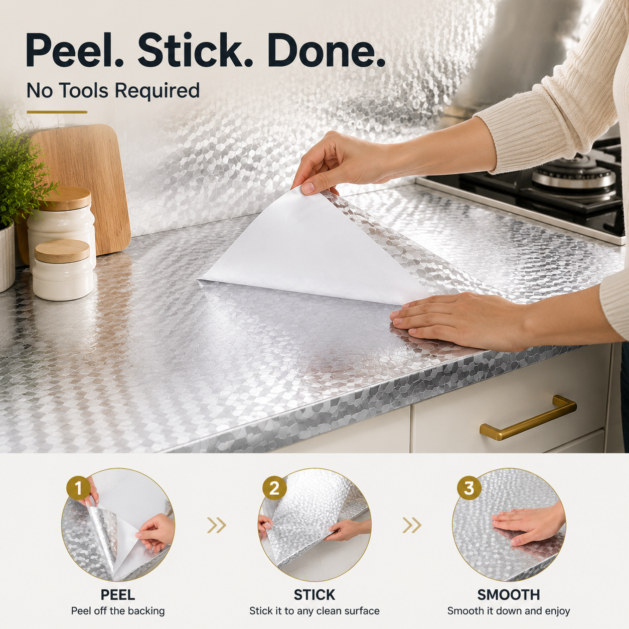 🔥 LAST DAY 50% OFF-Peel & Stick Kitchen Makeover Film – Waterproof DIY Countertop & Cabinet Cover