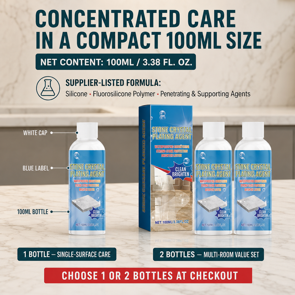 Stone Countertop Scratch Repair & Crystal Plating Agent
