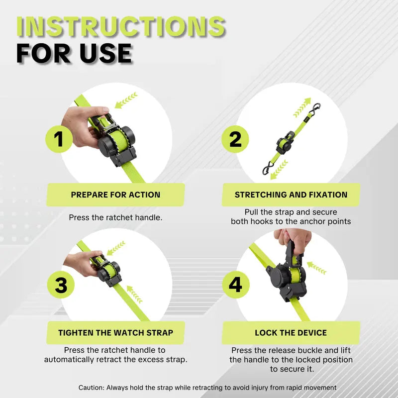 Sturdy Retractable Ratchet Straps