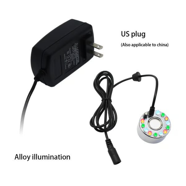 🥳2026 HOT SALE🥳💞50K+ SOLD! 🎃✨ 50% OFF! 12-LED Ultrasonic Mist Maker Fogger – Creates cool mist & colourful lights for Halloween décor, humidifiers & fountains. Quiet operation – just plug & play! 👻💧