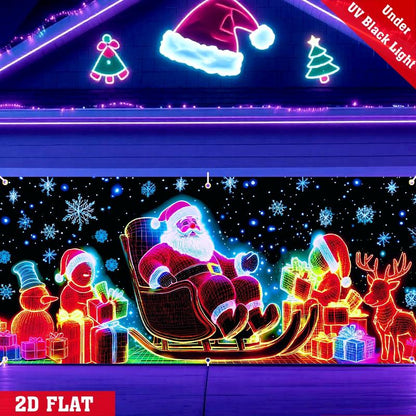 🎇🚪UV Activated Christmas Garage Door Cover Banner, Glows in Dark🔥🎉