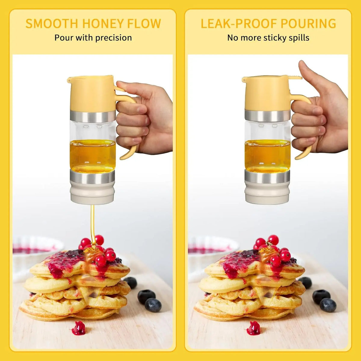 🍯12oz No-Drip Glass Honey & Syrup Dispenser – Mess-Free, Easy Pour & Perfect for Kitchen & Breakfast  ✨ 🍽️