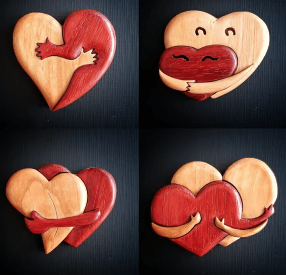 🌲 A Hug From My Heart For You (Handmade Wood Carvings)
