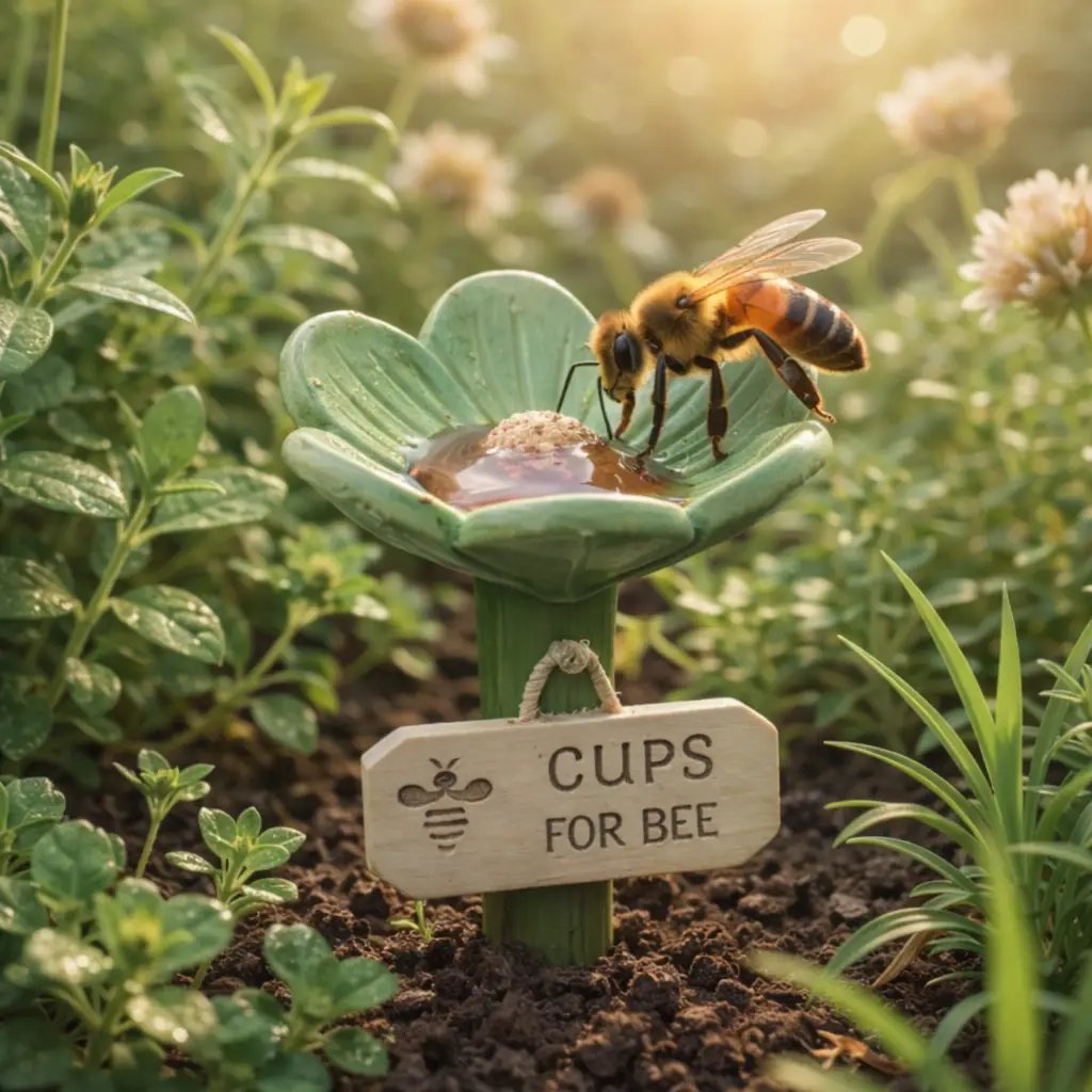 🐝Estación de agua para abejas con forma de flor💧