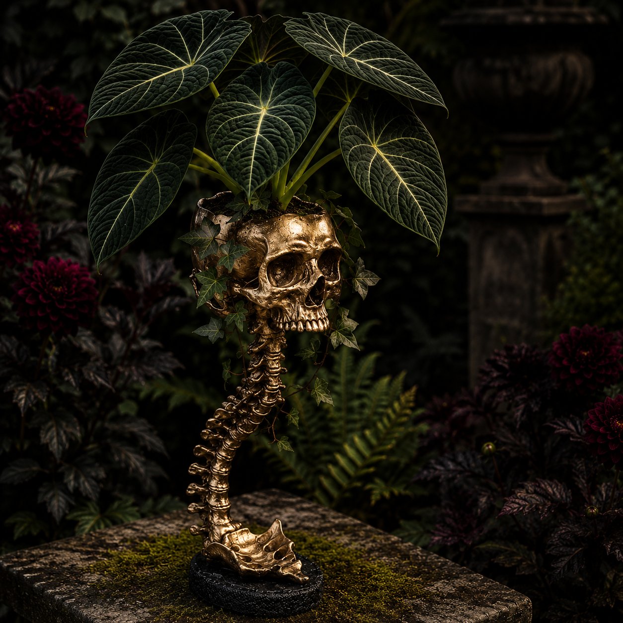 💀 🌿 Sculptured Skull Flowerpot