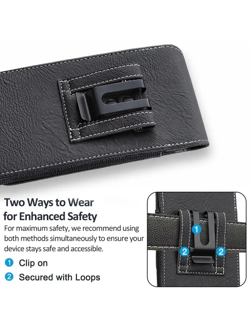 🔥Waist Belt Cell Phone Pouch 📱 Multi-Pocket Leather Holster with Card Holder