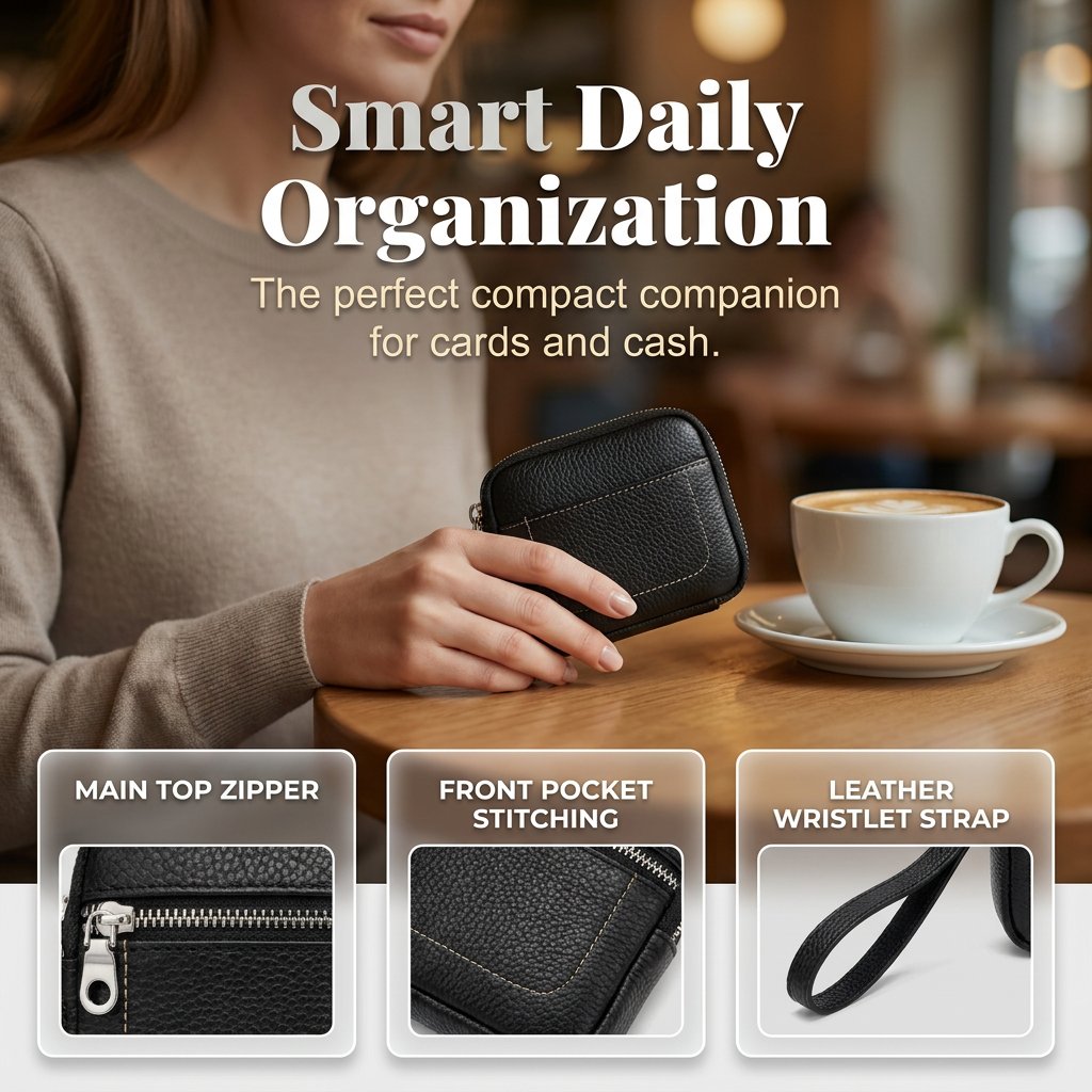 🌟 Square Leather Mini Card Wallet & Coin Purse