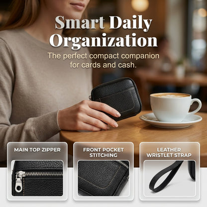 🌟 Square Leather Mini Card Wallet & Coin Purse
