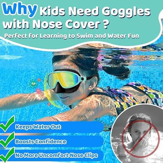🏊‍♀️Último día, 2x1 en la compra de gafas de natación HD infantiles con marco grande, impermeables y antivaho.🏊‍♀️