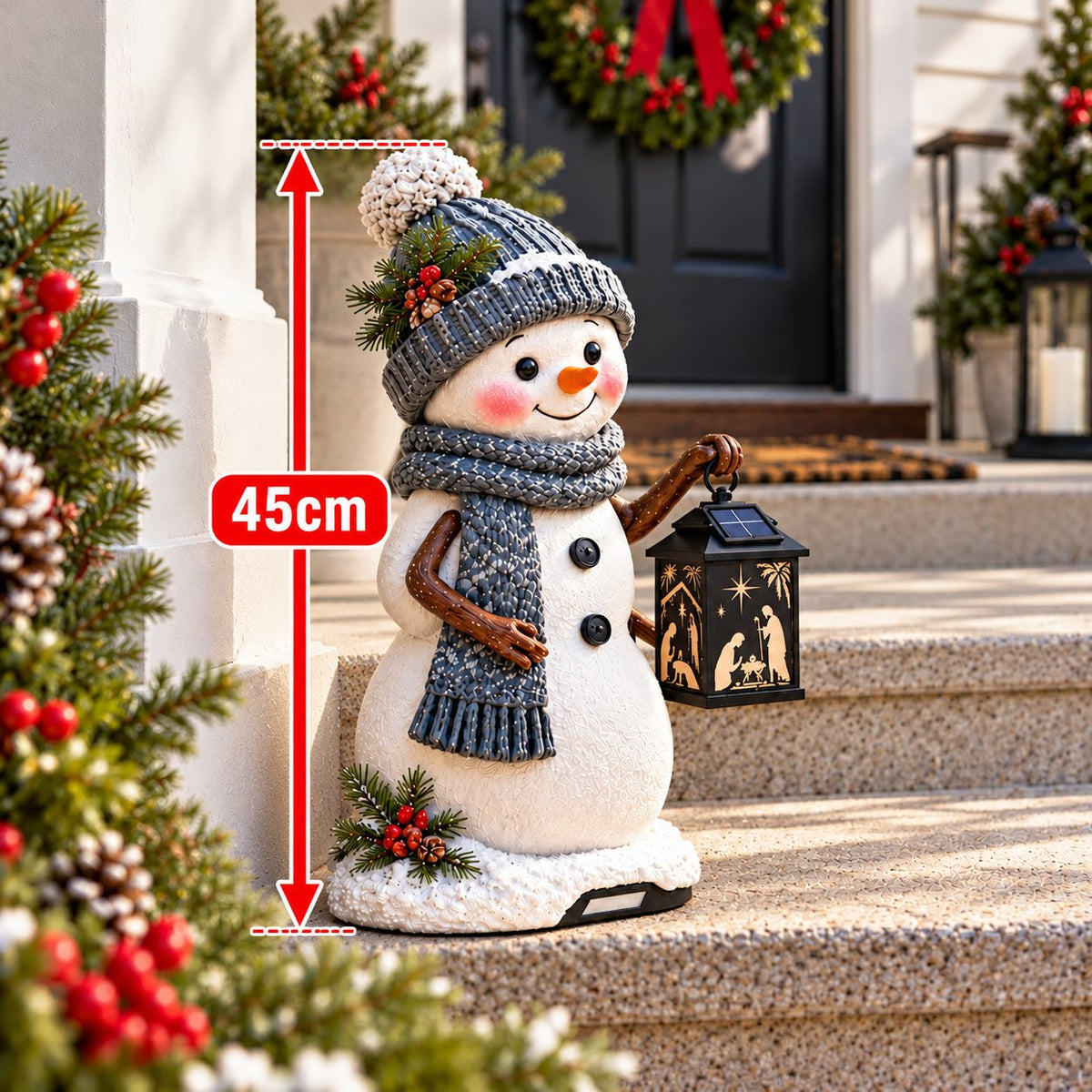 ⛄️🎄Snowman Nativity Glow – Solar Christmas Step Light with Holy Family Projection🌙