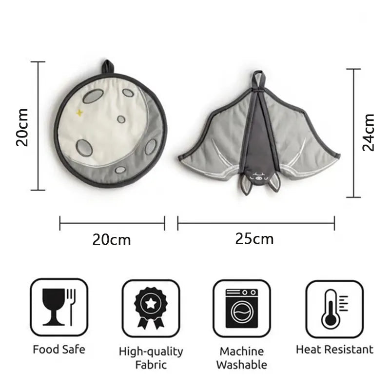 🔥🦇Batlicious Oven Mitts & Pot Holders Set