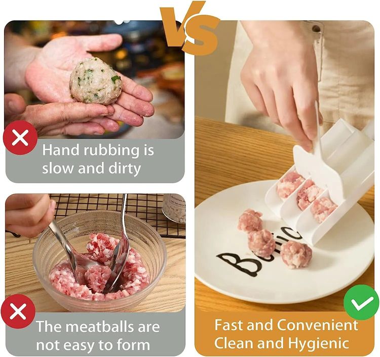 🍖 Creative Triple Meatball Maker – 3-in-1 Non-Stick Meatball Shaper Tool for Easy Kitchen Prep