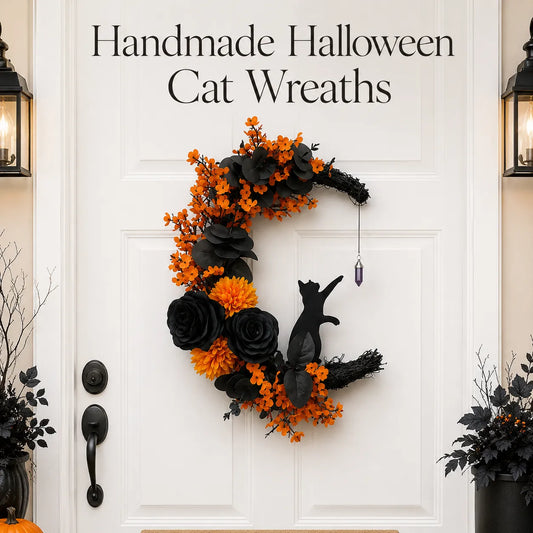 🔥Last Day 49% OFF - 🐈‍⬛🌙Handmade Halloween Cat Wreath