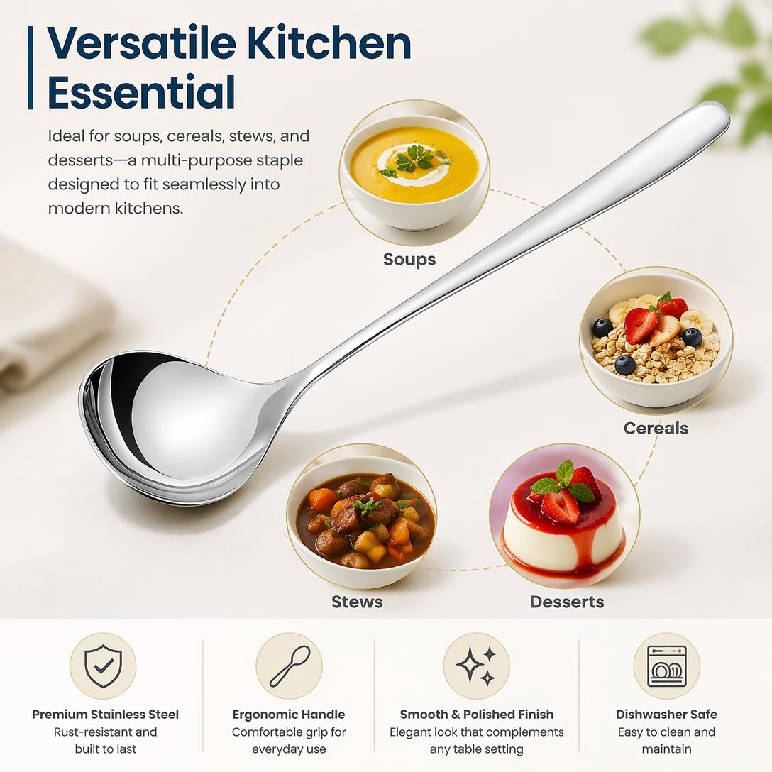 🍲✨ Stainless Steel Soup Spoon Set