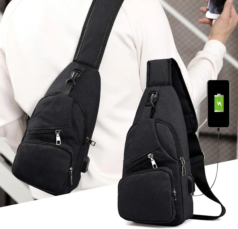 Men's Waterproof Oxford Sling Chest Bag for Travel & Daily Use