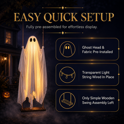 🔥 Last Day 60% OFF — 👻 LED Swinging Ghost Halloween Decoration — Glowing, Spooky & Perfect for Haunted Yard Decor