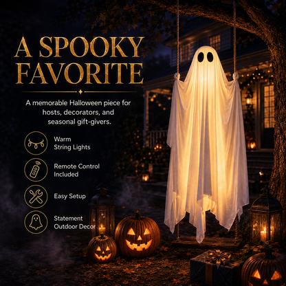 🔥 Last Day 60% OFF — 👻 LED Swinging Ghost Halloween Decoration — Glowing, Spooky & Perfect for Haunted Yard Decor